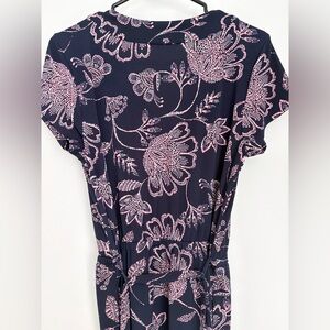 Banana Republic – Navy Pink Floral Faux Wrap Dress – Small